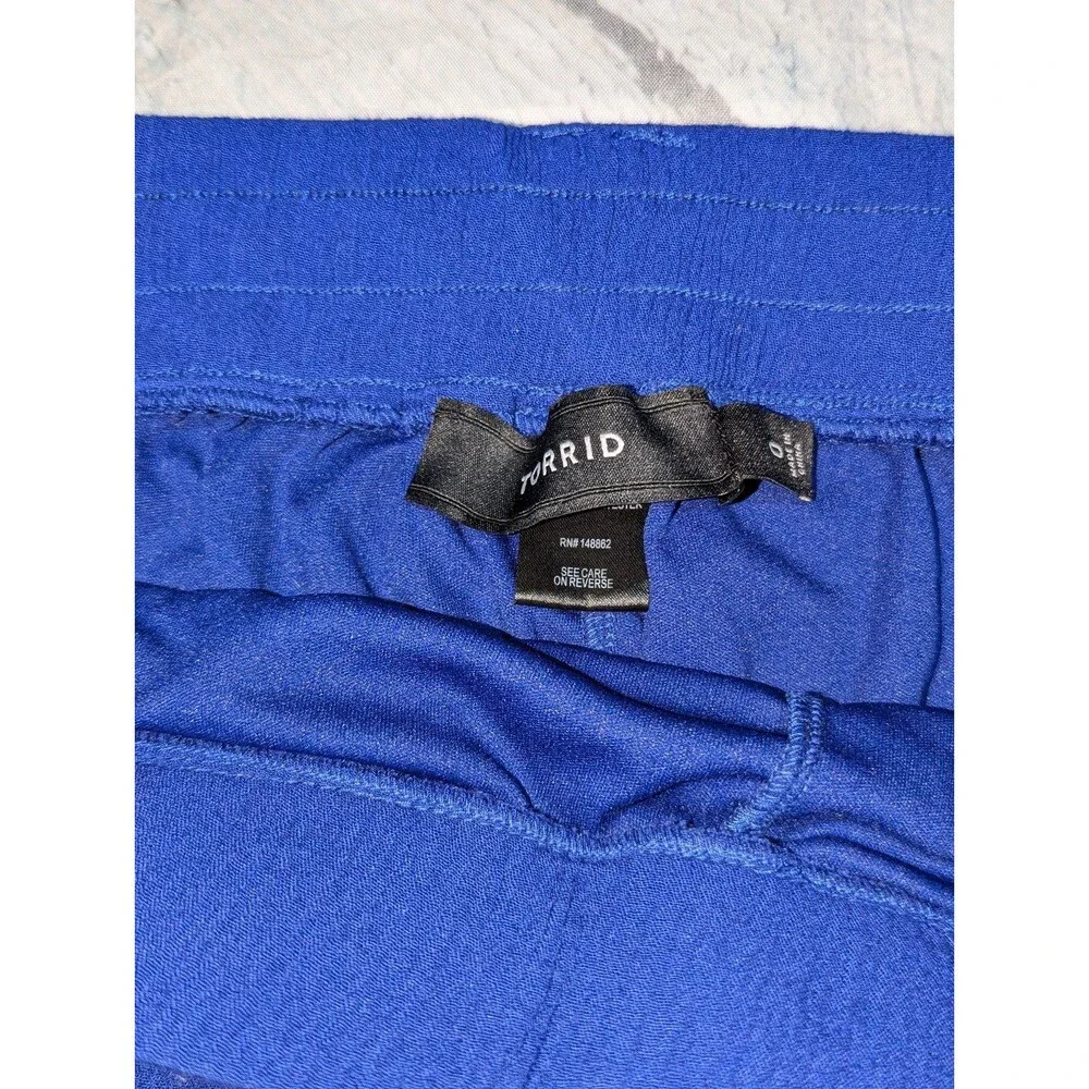 Y2K Wide Leg Palazzo Crop Pull-On Gauze Tie-Front‎ Pants Torrid 0x Cobalt Blue